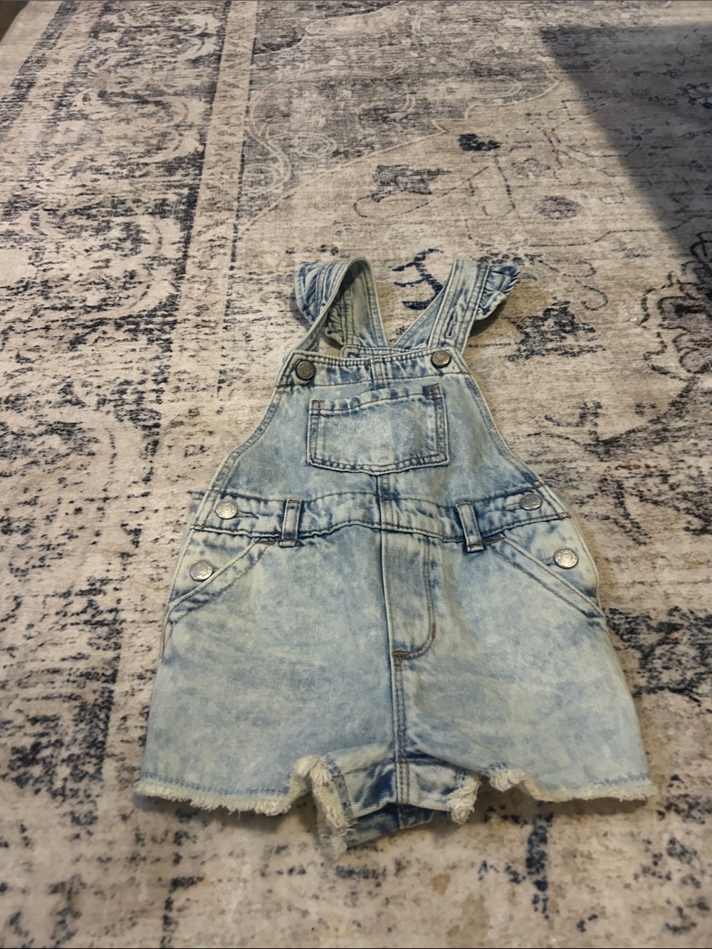 GAP Light Blue Denim Shortalls with Frayed Hem